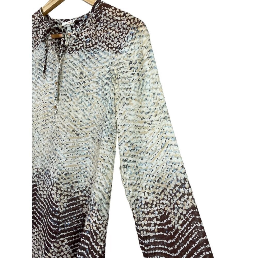 JOIE ABSTRACT PRINT IVORY TIE NECK TUNIC - Picture 4 of 9